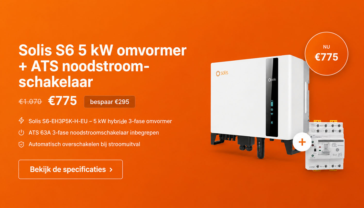 Solis S6 omvormer met ATS noodstroom
